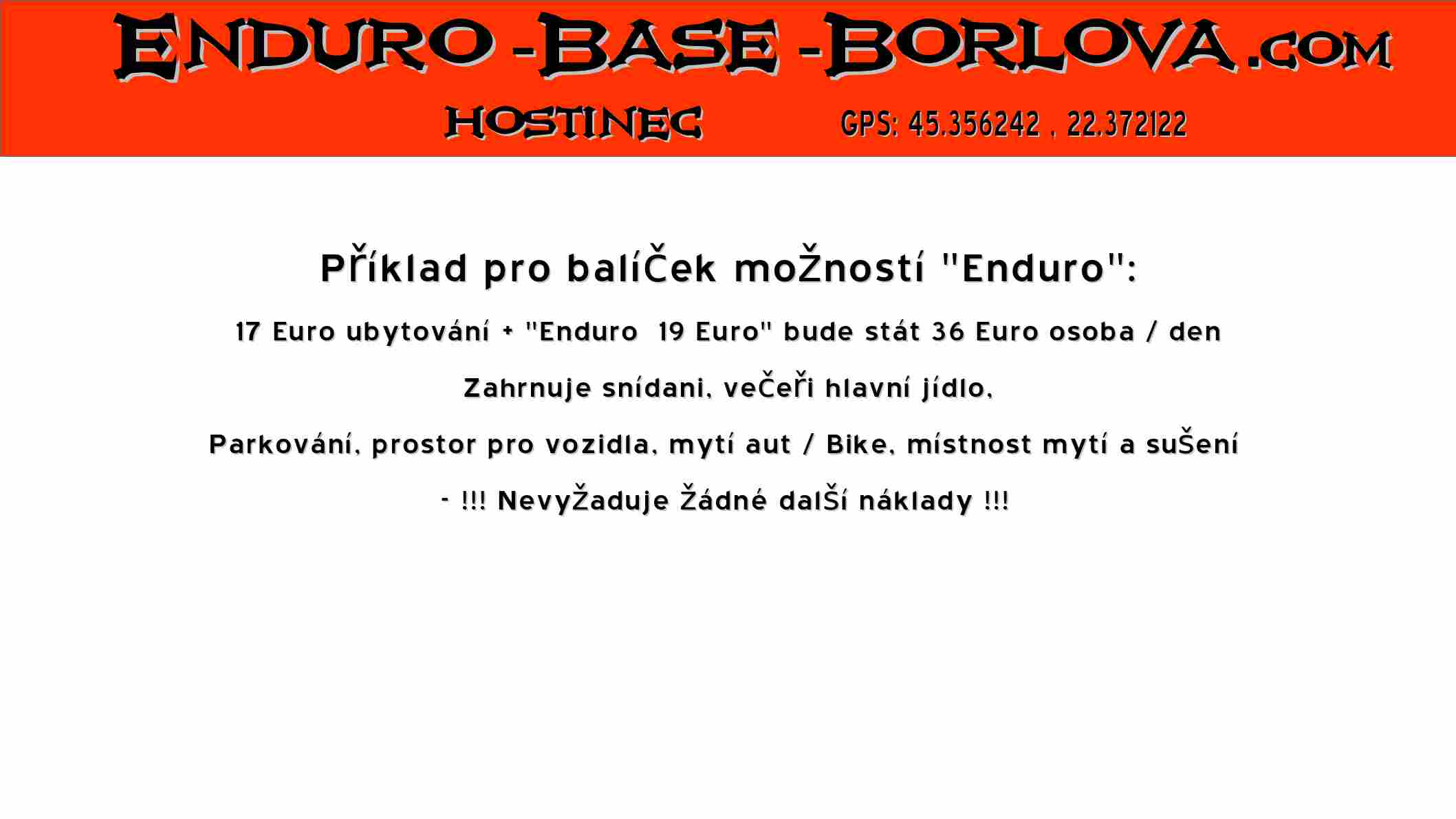 Příklad pro balíček možností "Enduro":